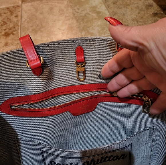 Louis Vuitton denim patchwork Onthego GM Rouge tote - Picture 6 of 9